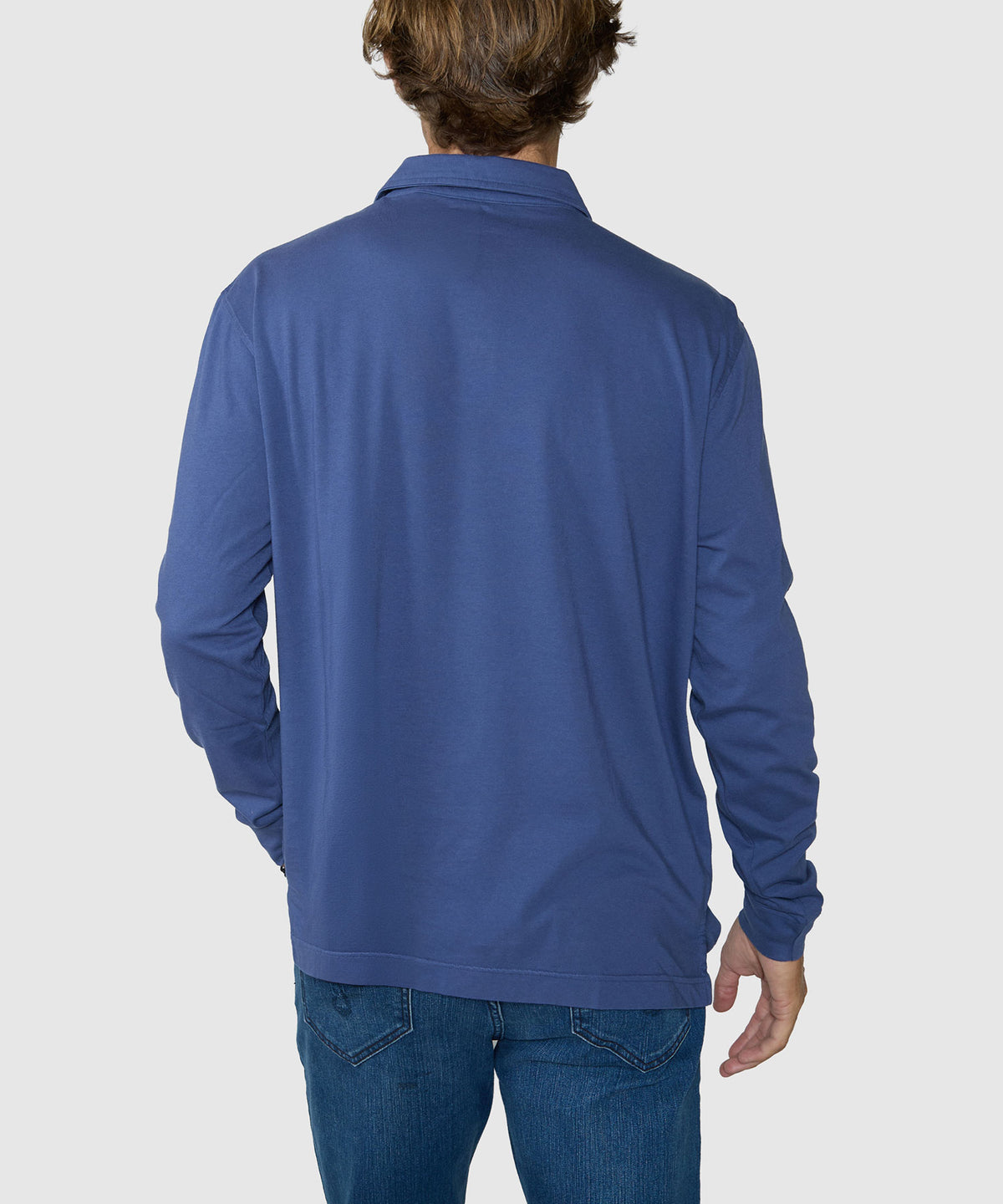 Westport Lifestyle Sunwashed Long Sleeve Polo - Navy, Men's Big & Tall