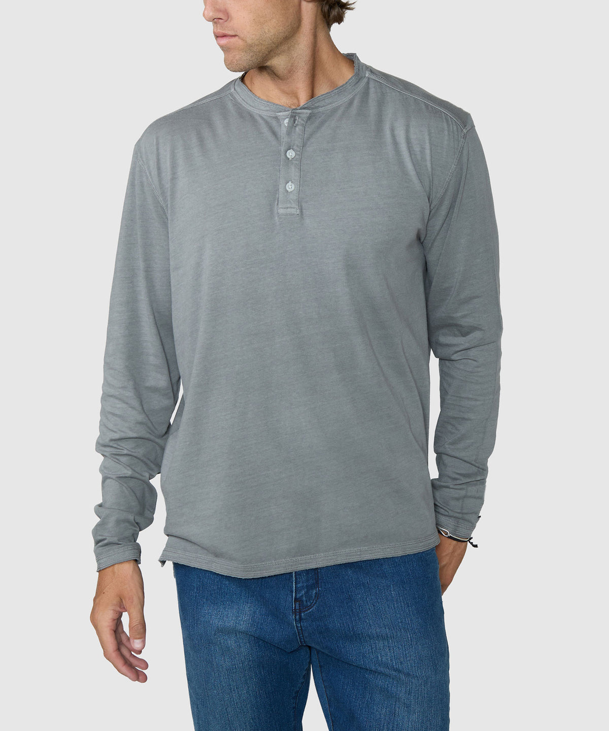 Westport Lifestyle Sunwashed Long Sleeve Henley - Tumbleweed, Men's Big & Tall