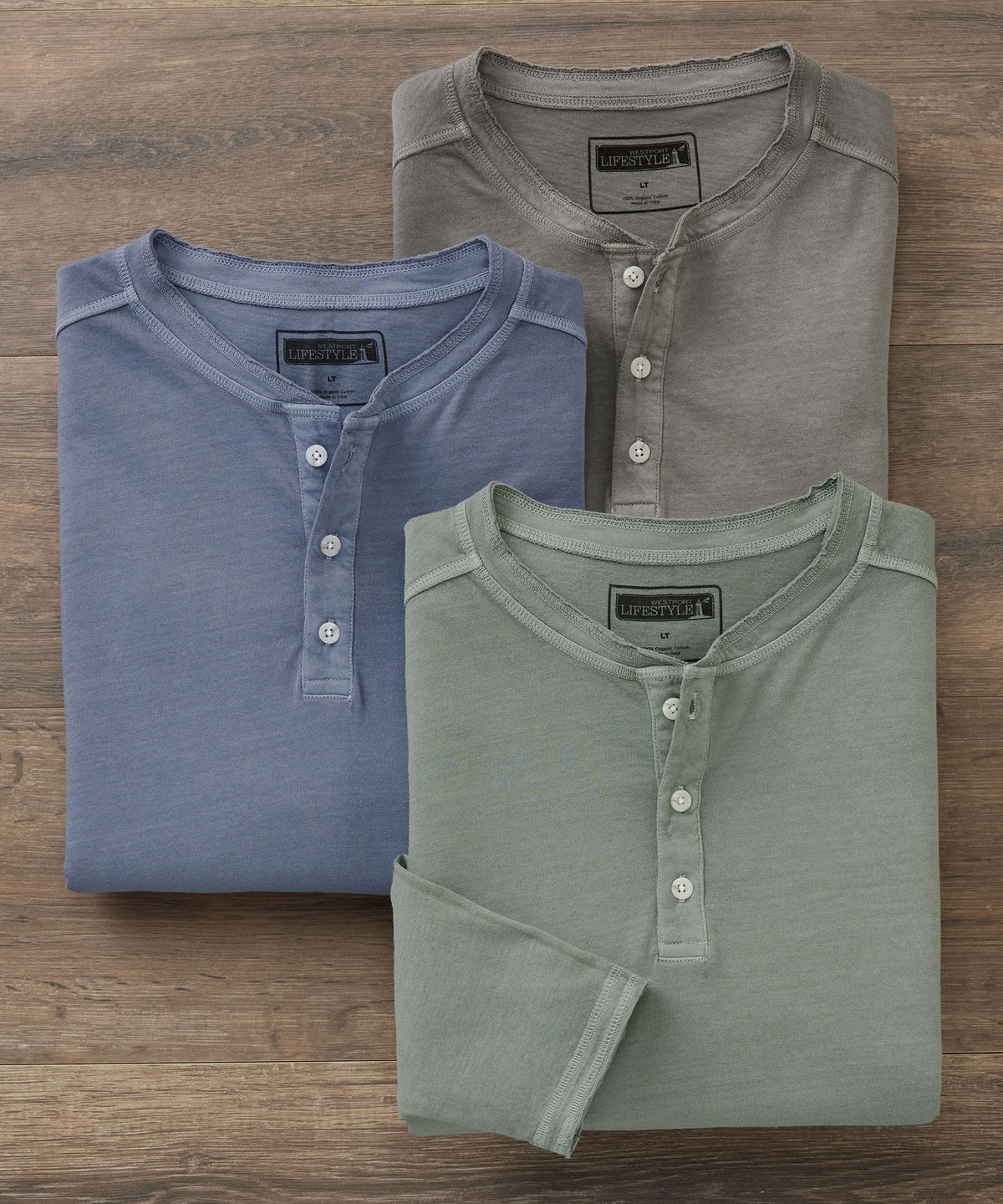 Westport Lifestyle Sunwashed Long Sleeve Henley, Men's Big & Tall