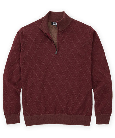 Westport Black Belvedere Diamond Quarter-Zip Pullover, Men's Big & Tall