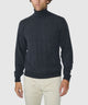 Westport Black Long Sleeve Alpine Cable Turtleneck Sweater - Onyx