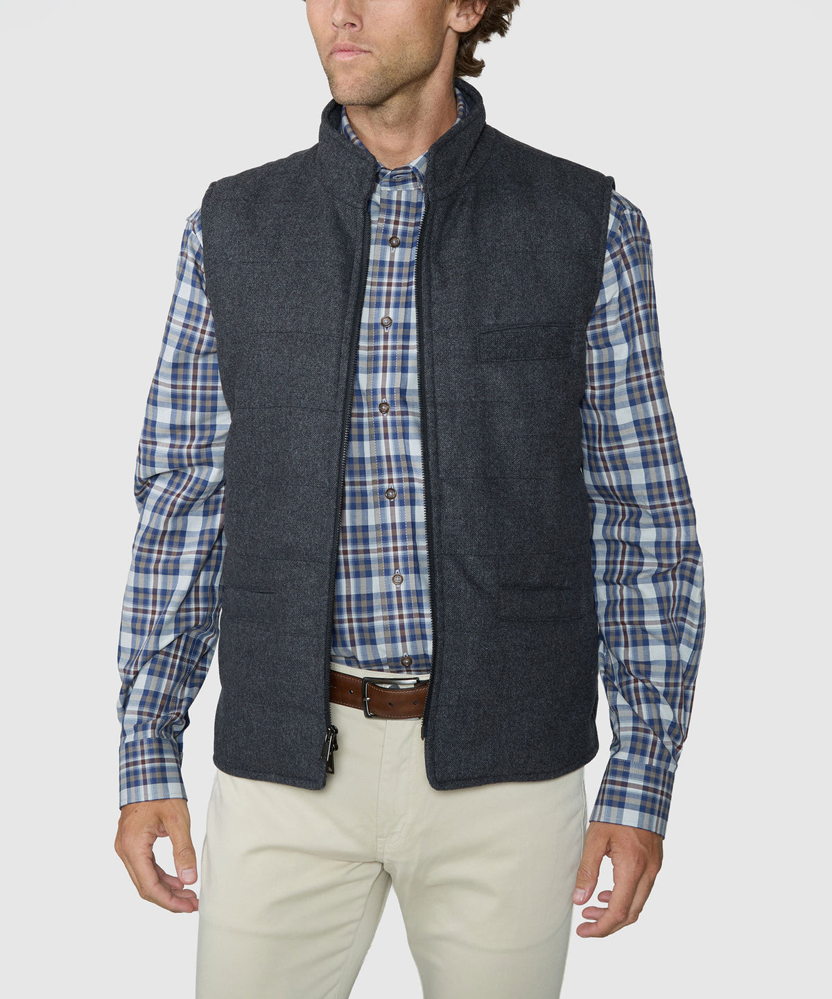 Westport Black Commuter Wool Blend Vest - Charcoal, Men's Big & Tall