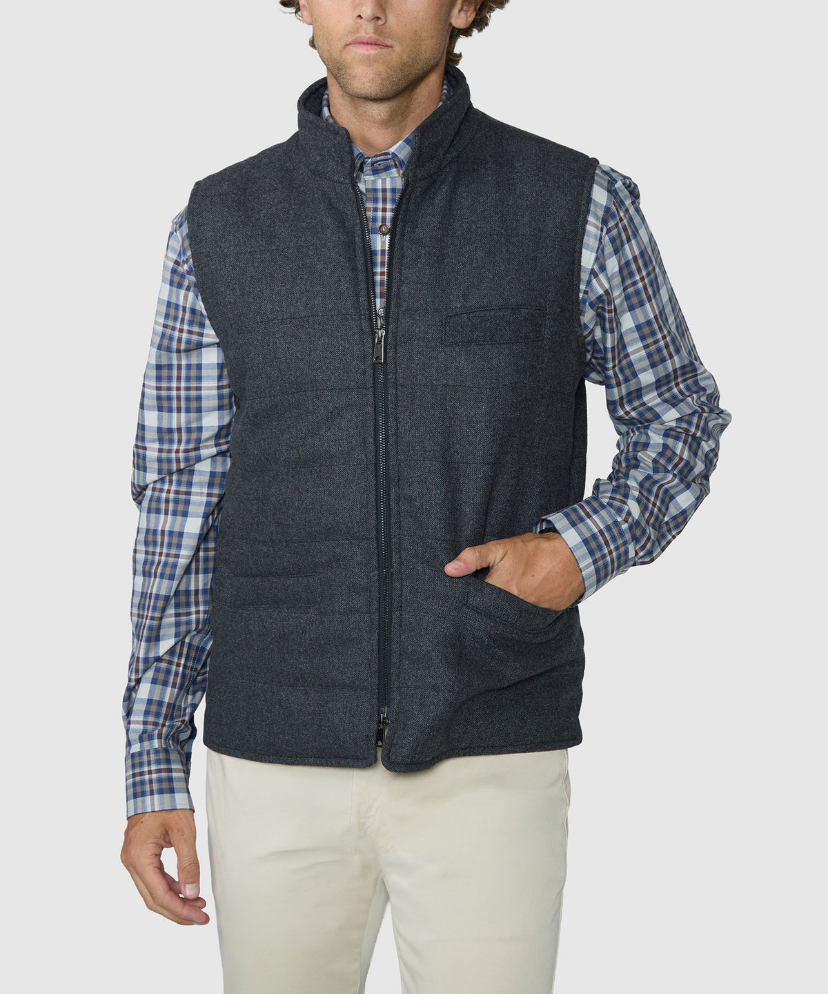 Westport Black Commuter Wool Blend Vest - Charcoal, Men's Big & Tall