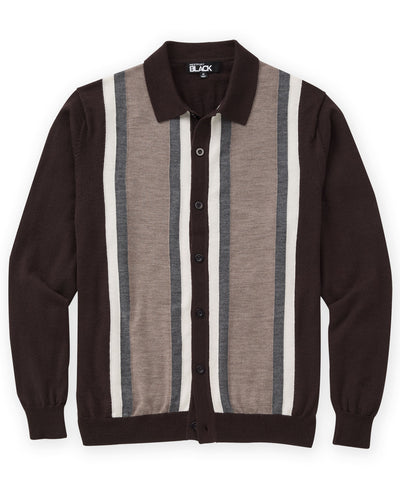Westport Black Long Sleeve Rico Button Front Knit Shirt, Men's Big & Tall
