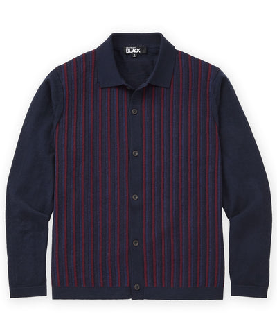 Westport Black Long Sleeve Cornell Button Front Knit Shirt, Men's Big & Tall