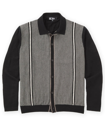 Westport Black Long Sleeve Como Button Front Knit Shirt, Men's Big & Tall