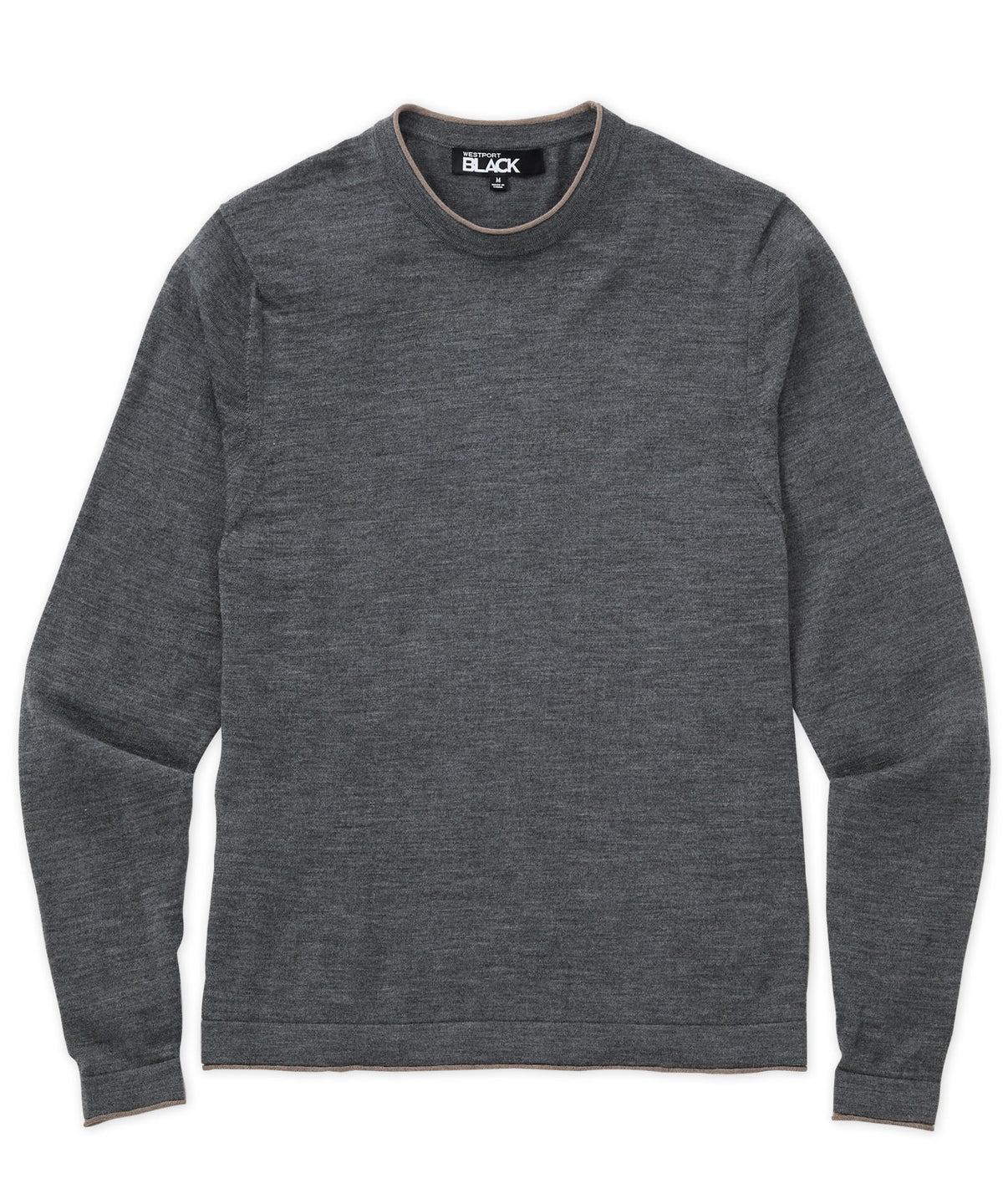 Westport Black Long Sleeve Westbrook Crew - Gravel, Men's Big & Tall