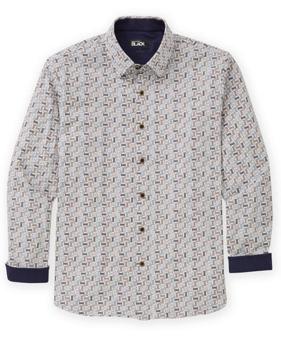 Westport Black Long Sleeve Prism Print Sport Shirt, Men's Big & Tall