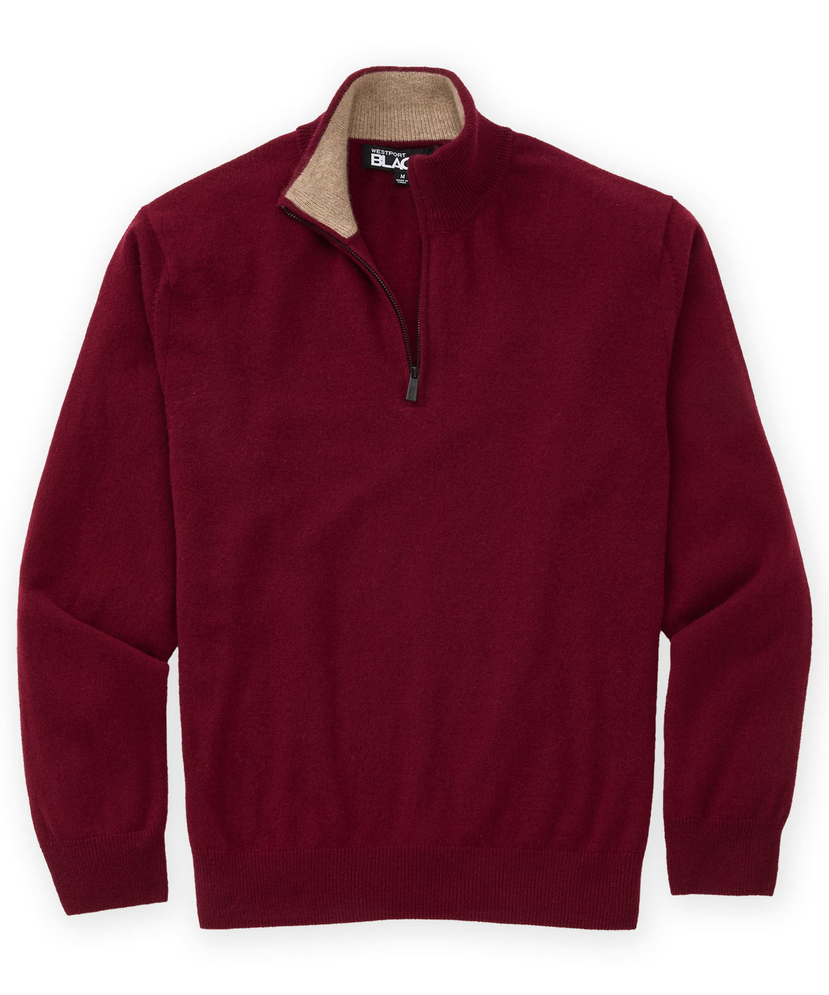 Westport Black Long Sleeve Heritage Quarter-Zip Pullover - Wine, Men's Big & Tall