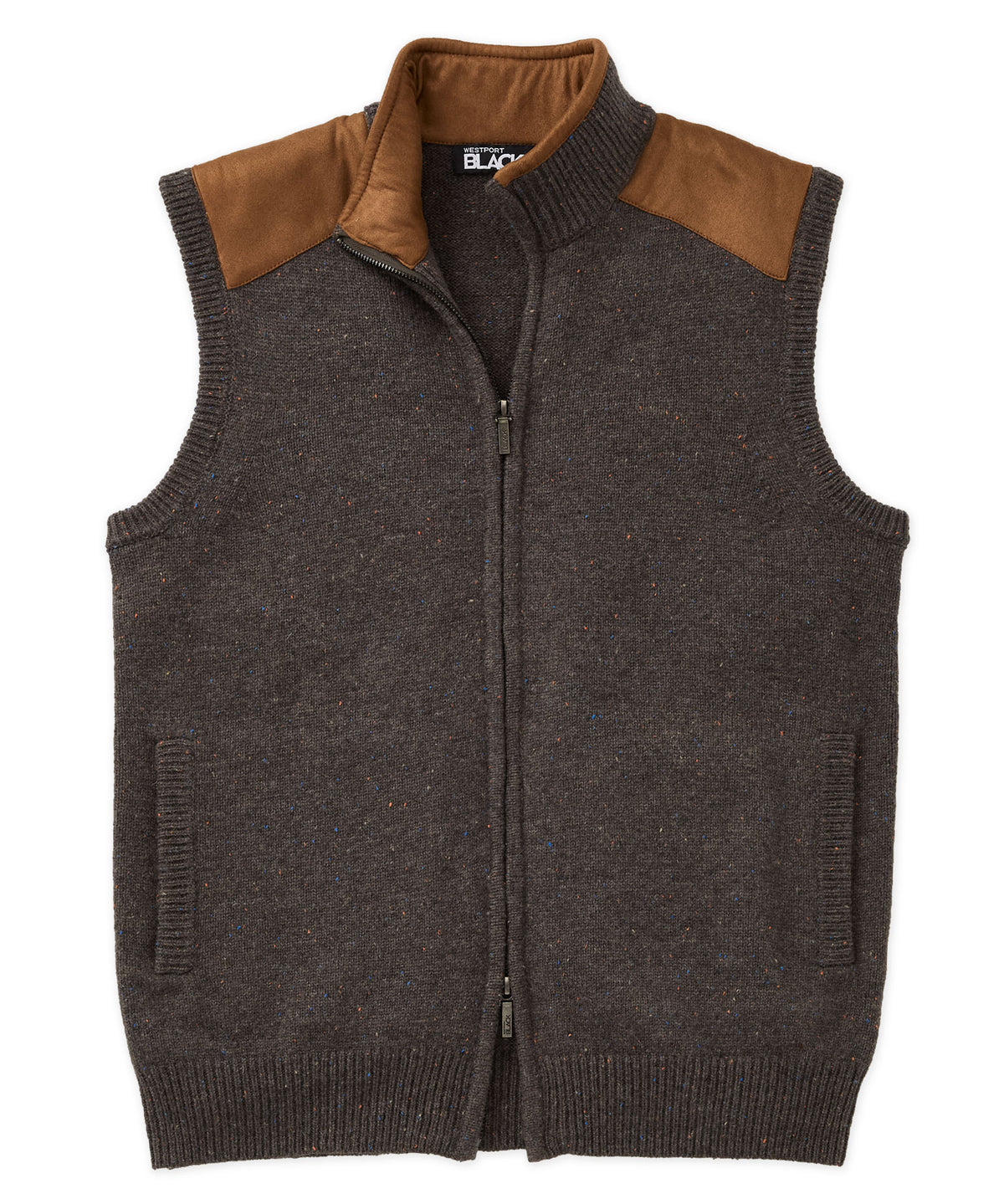 Westport Black Redrock Full-Zip Donegal Vest - Slate, Men's Big & Tall