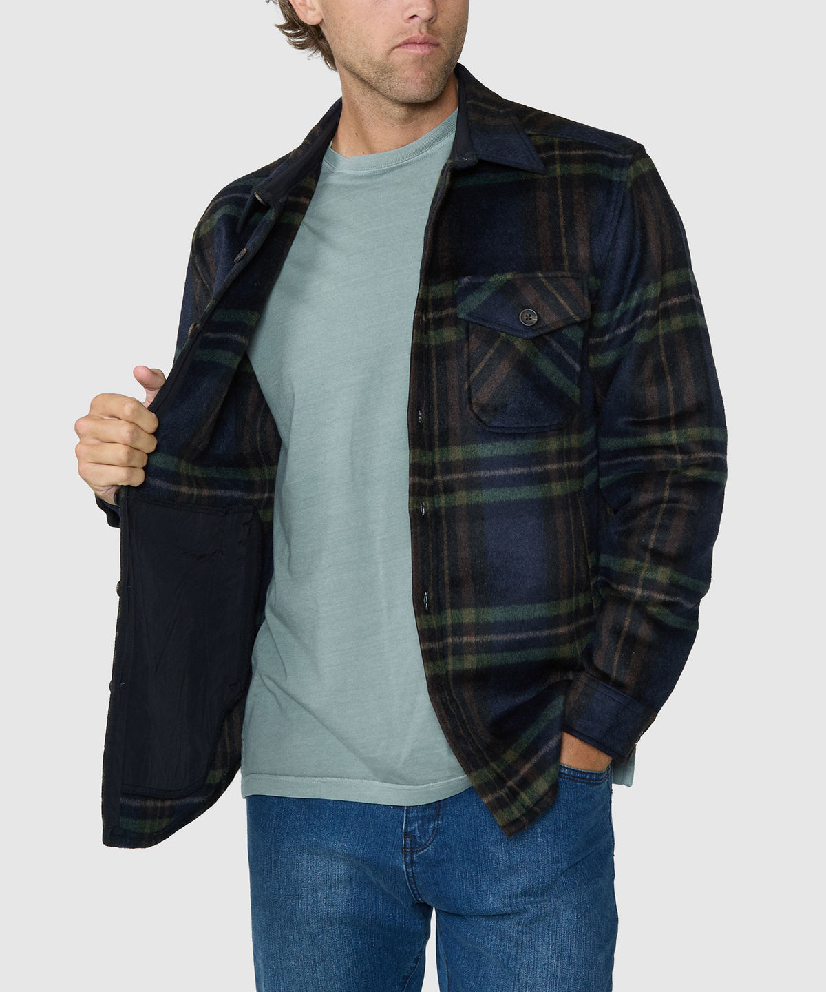 Westport Black Ridgeview Wool Blend Shirt Jacket - Multi, Men's Big & Tall
