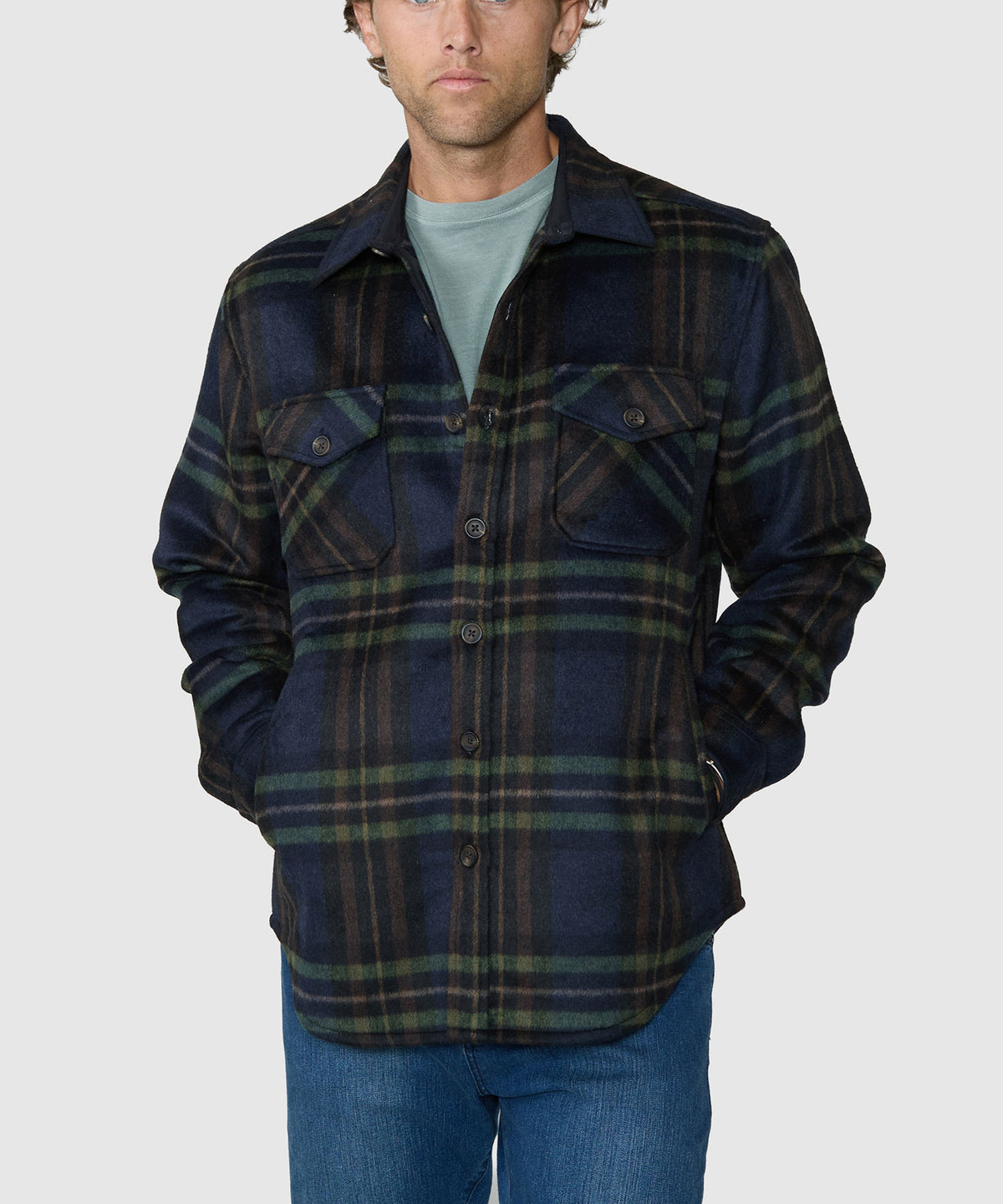 Westport Black Ridgeview Wool Blend Shirt Jacket - Multi, Men's Big & Tall