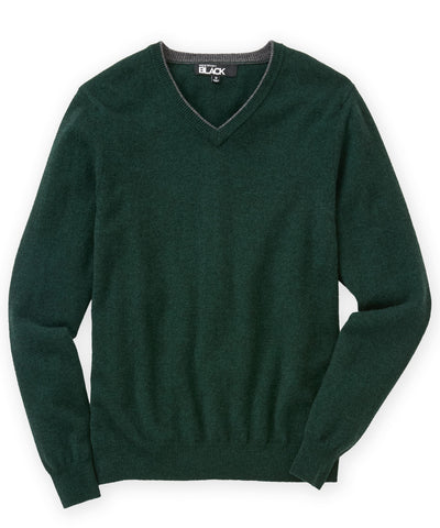 Westport Black Carmichael Cashmere Blend Mouline V-Neck Sweater, Men's Big & Tall
