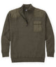 Westport Black Ribbed Military Half-Zip Pullover - Moss