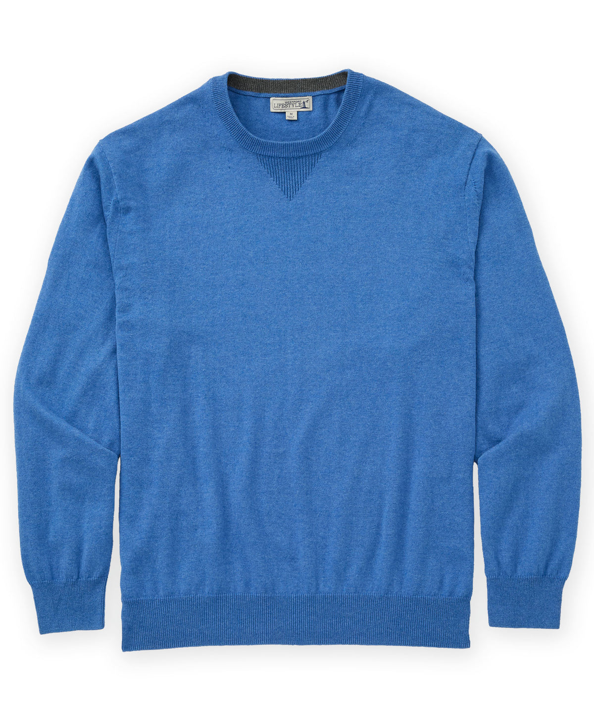 Westport Lifestyle Iconic Keyhole Cotton Cashmere Sweater - Sky, Men's Big & Tall