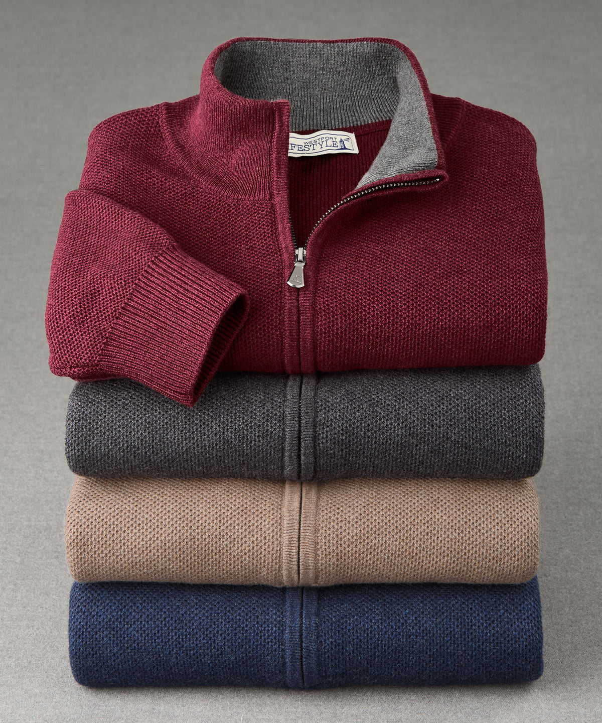 Westport Lifestyle Pinecrest Cotton Cashmere Quarter-Zip Pullover, Men's Big & Tall