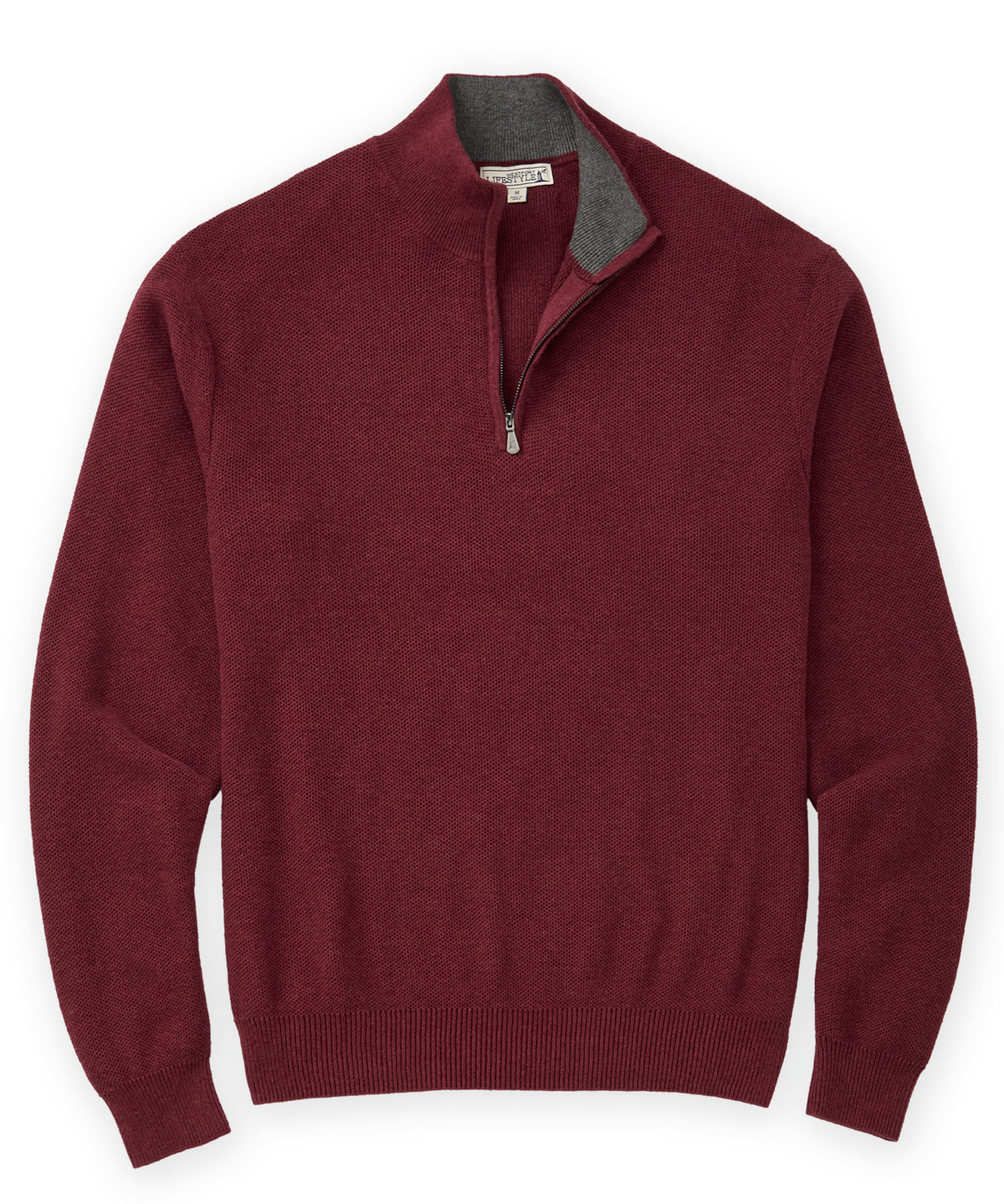 Westport Lifestyle Pinecrest Cotton Cashmere Quarter-Zip Pullover - Wine, Men's Big & Tall