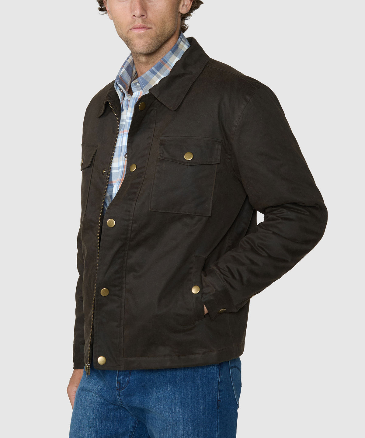 Westport Lifestyle Rambler Waxed Cotton Jacket - Brown, Men's Big & Tall