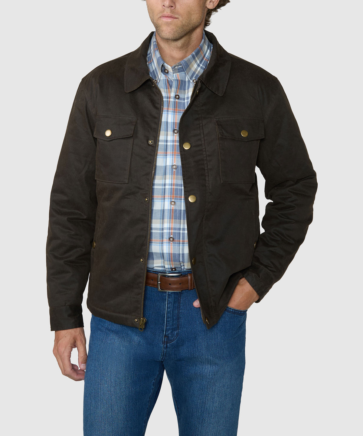 Westport Lifestyle Rambler Waxed Cotton Jacket - Brown, Men's Big & Tall