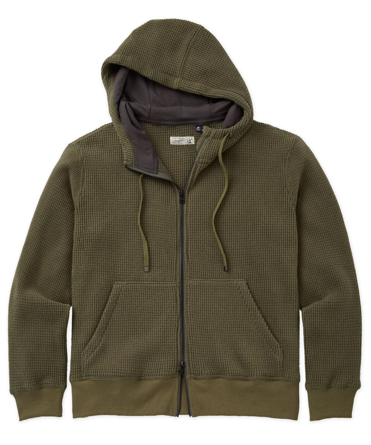 Westport Lifestyle Long Sleeve Puget Waffle Full-Zip Hoodie - Olive, Men's Big & Tall