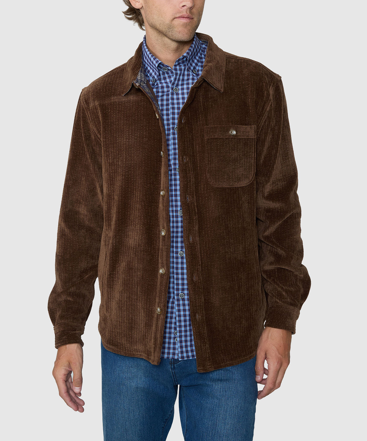 Westport Lifestyle Yellowstone Knit Corded Shirt Jacket - Brown, Men's Big & Tall