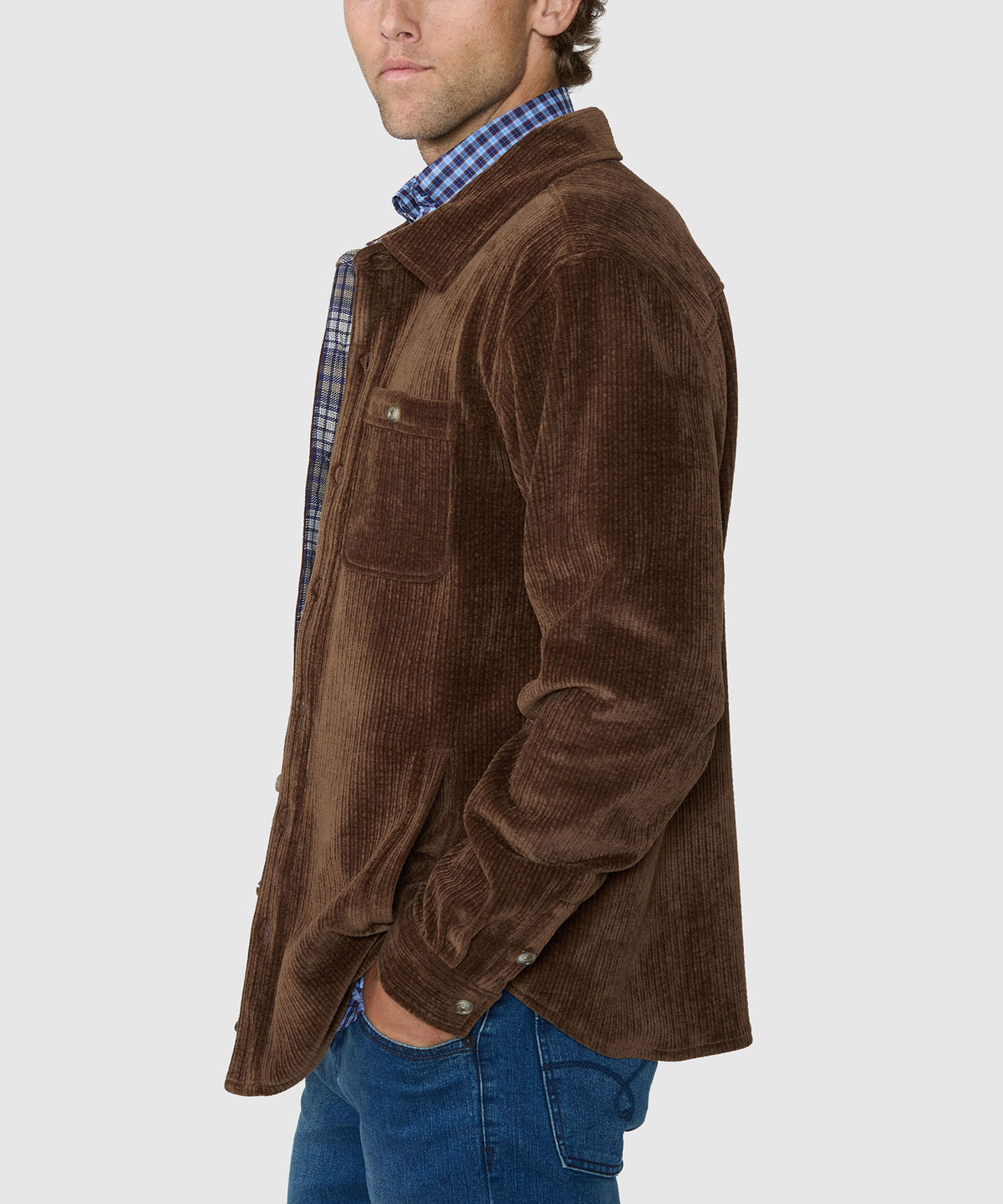 Westport Lifestyle Yellowstone Knit Corded Shirt Jacket - Brown, Men's Big & Tall