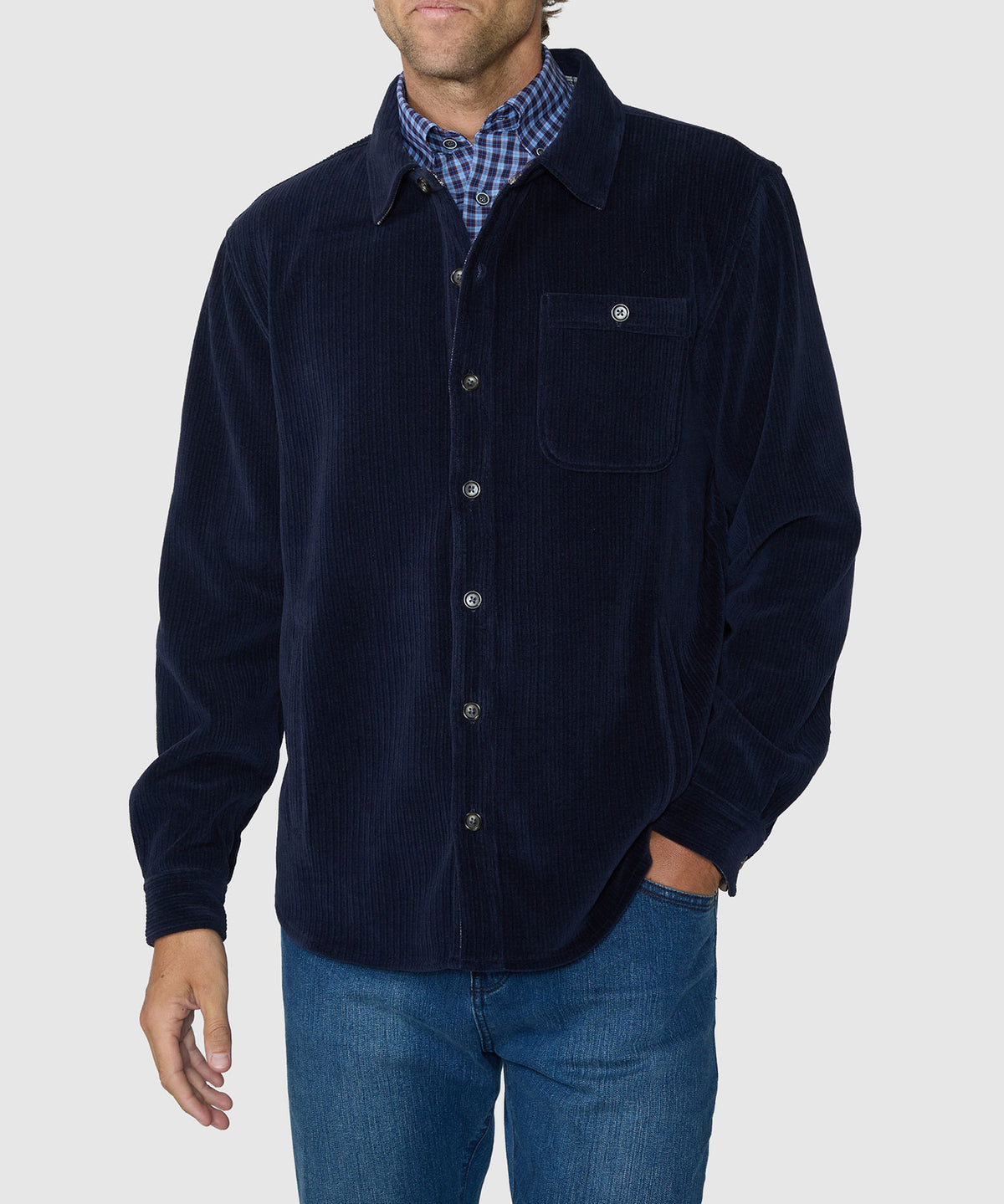 Westport Lifestyle Yellowstone Knit Corded Shirt Jacket - Navy, Men's Big & Tall