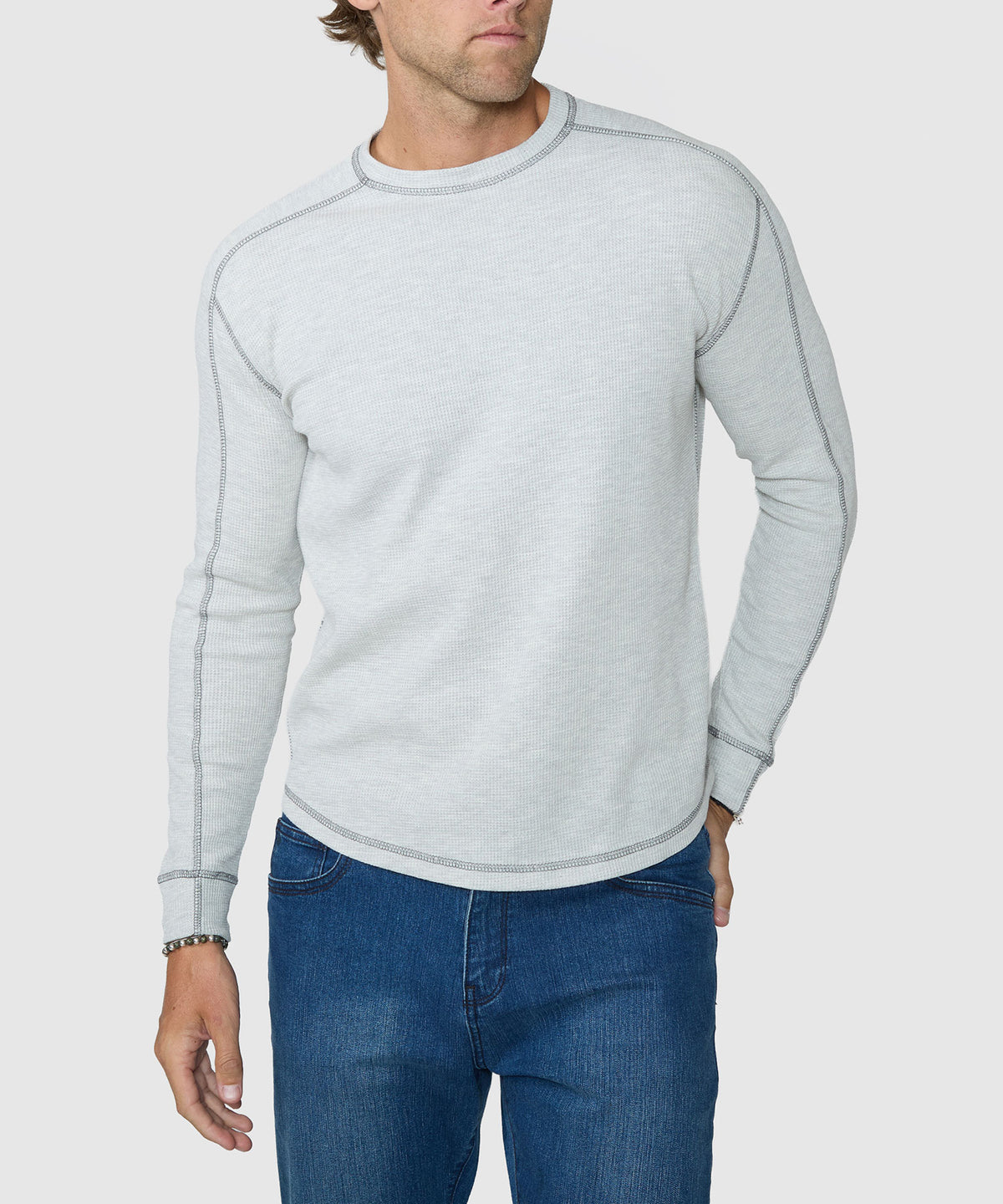 Westport Lifestyle Long Sleeve Cooper Waffle Crew Pullover, Men's Big & Tall