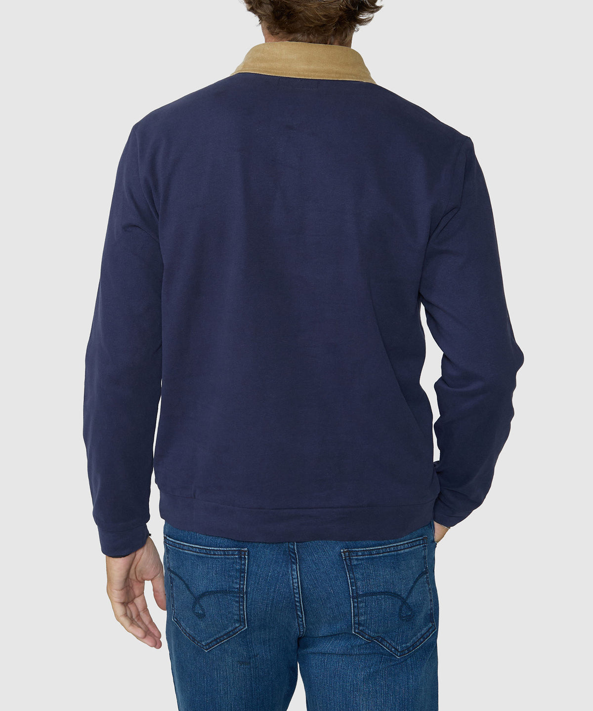 Westport Lifestyle Long Sleeve Bellamy Corduroy Collar Rugby Shirt - Navy, Men's Big & Tall
