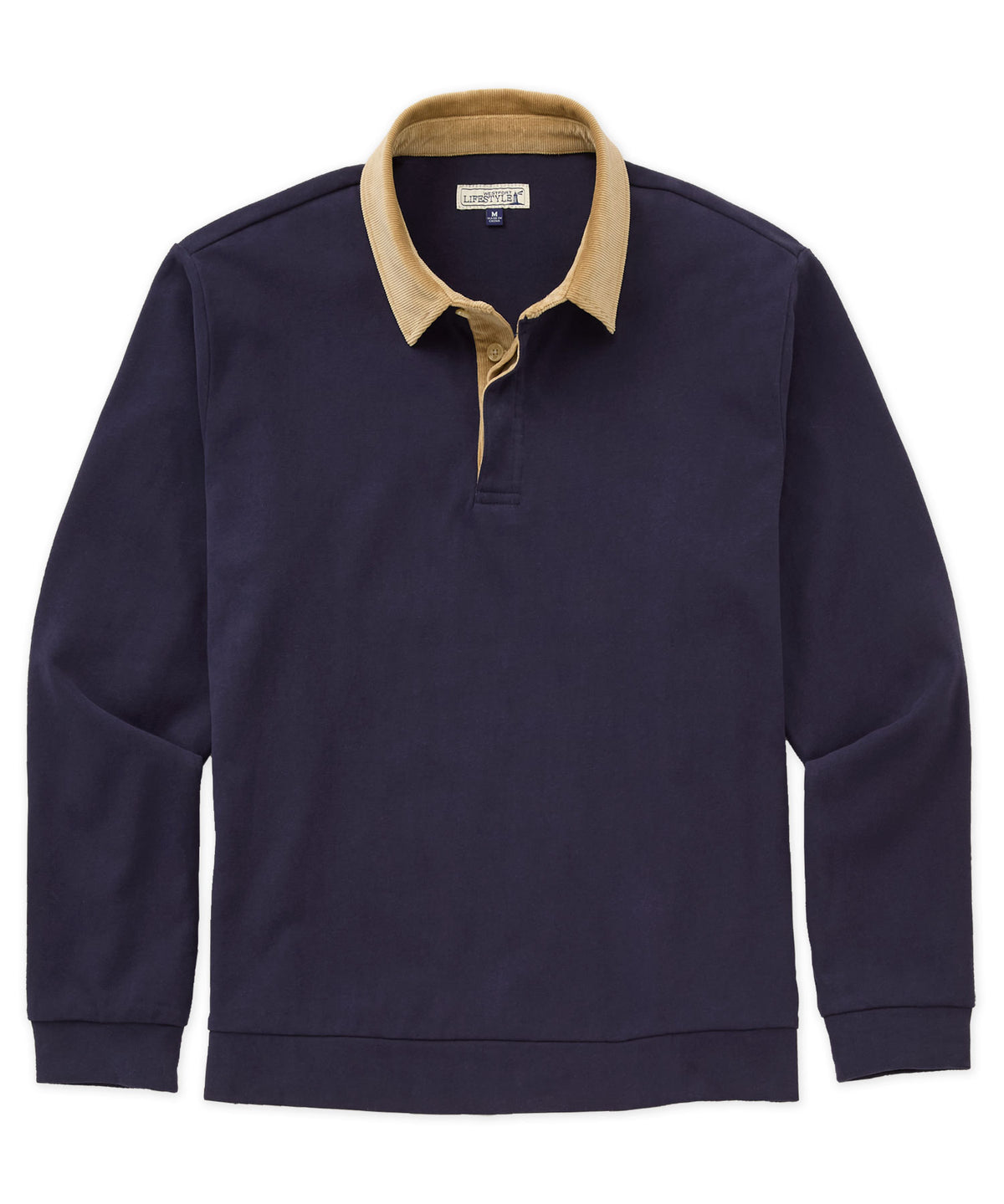 Westport Lifestyle Long Sleeve Bellamy Corduroy Collar Rugby Shirt - Navy, Men's Big & Tall