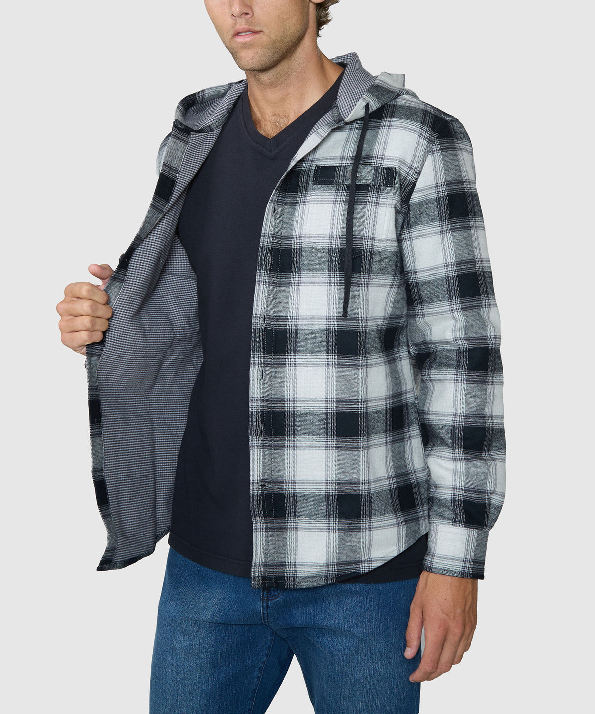 Westport Lifestyle Firepit Hooded Shirt Jacket - Black, Men's Big & Tall