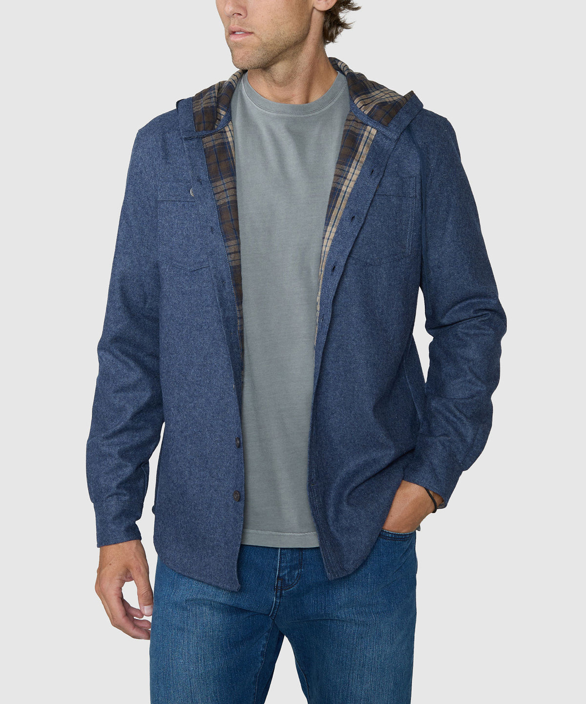 Westport Lifestyle Firepit Hooded Shirt Jacket - Indigo, Men's Big & Tall