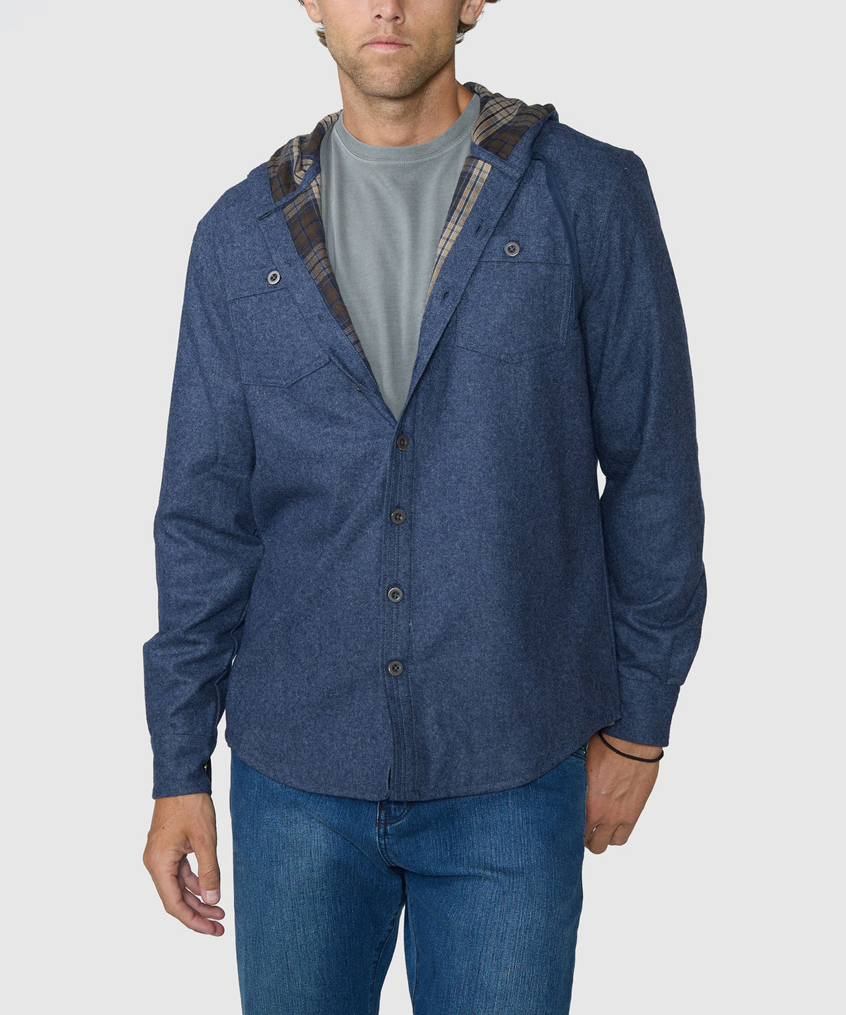Westport Lifestyle Firepit Hooded Shirt Jacket - Indigo, Men's Big & Tall