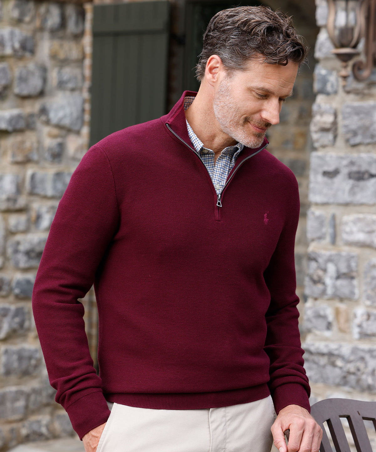 Polo Ralph Lauren Long Sleeve Textured Cotton Half-Zip Sweater, Men's Big & Tall