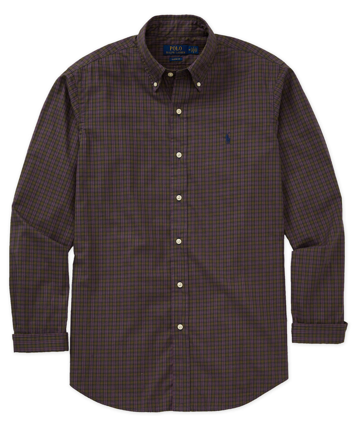 Polo Ralph Lauren Long Sleeve Brushed Twill Sport Shirt - Olive/Lavender Multi, Men's Big & Tall