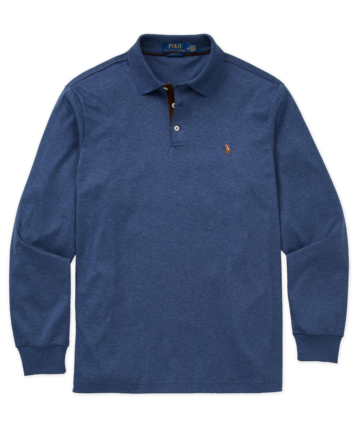 Polo Ralph Lauren Long Sleeve Soft Touch Cotton Polo - Derby Blue, Men's Big & Tall