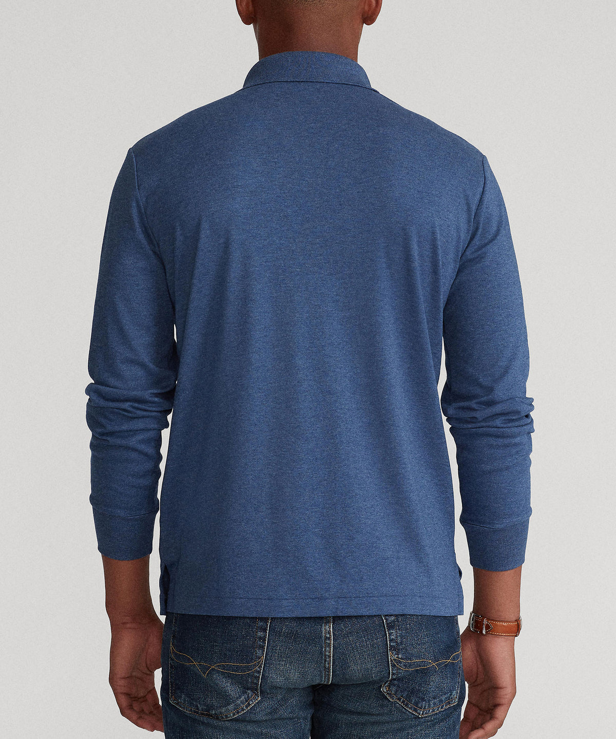 Polo Ralph Lauren Long Sleeve Soft Touch Cotton Polo - Derby Blue, Men's Big & Tall