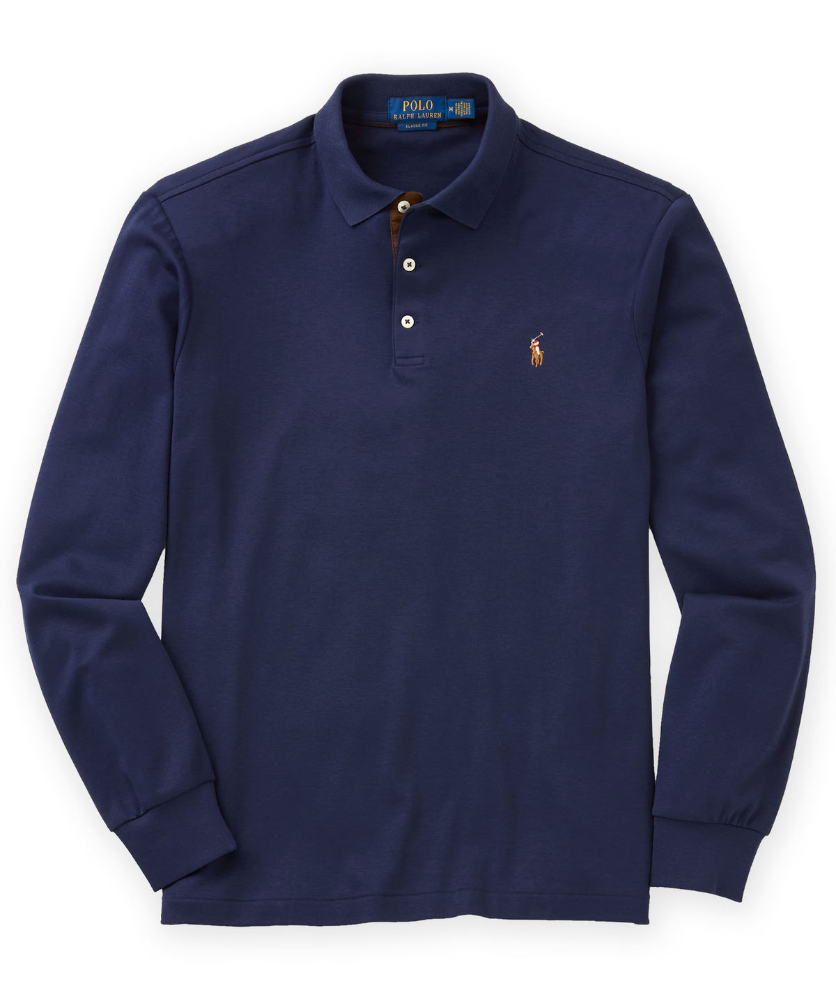 Polo Ralph Lauren Long Sleeve Soft Touch Cotton Polo - Navy, Men's Big & Tall