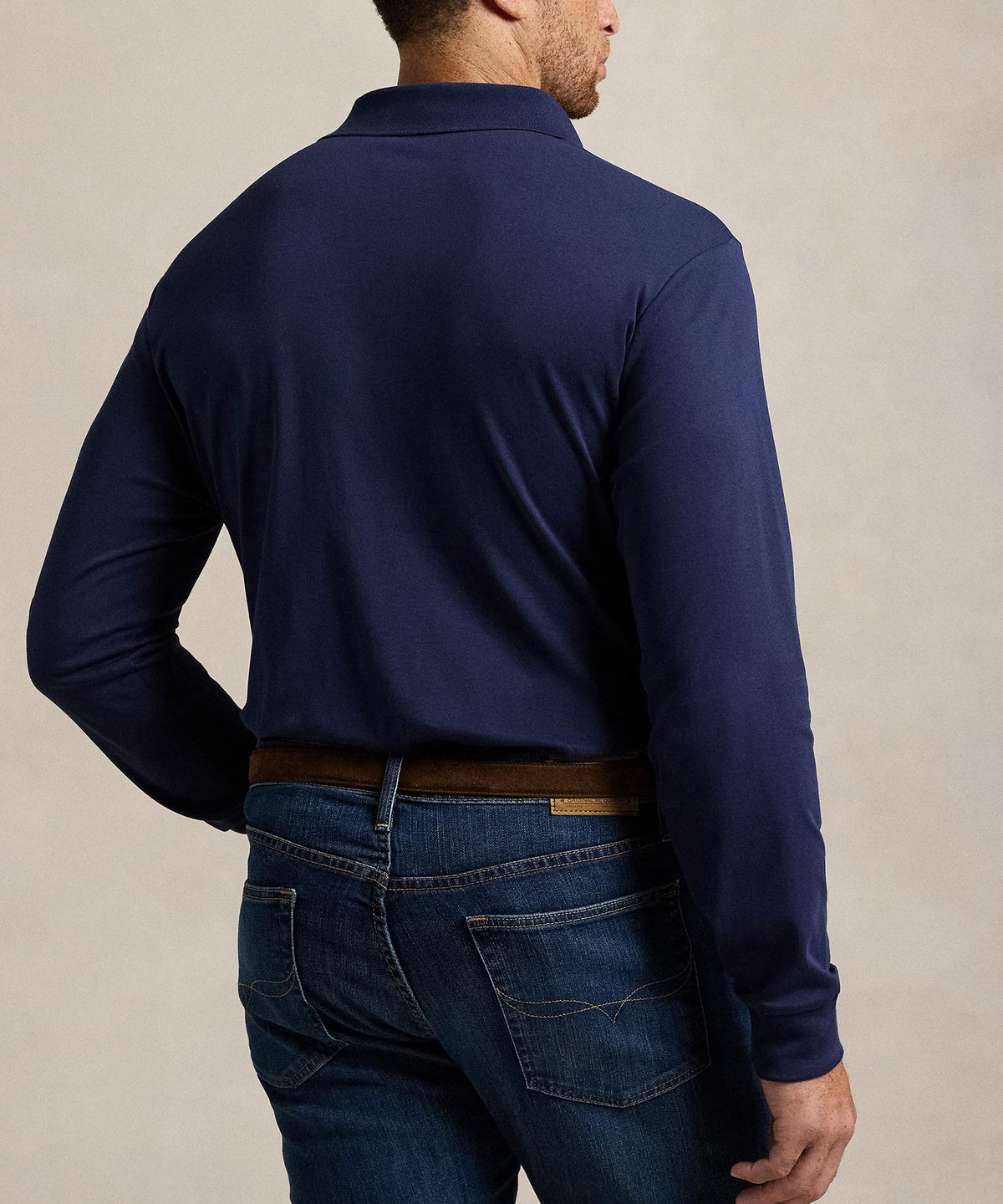 Polo Ralph Lauren Long Sleeve Soft Touch Cotton Polo - Navy, Men's Big & Tall