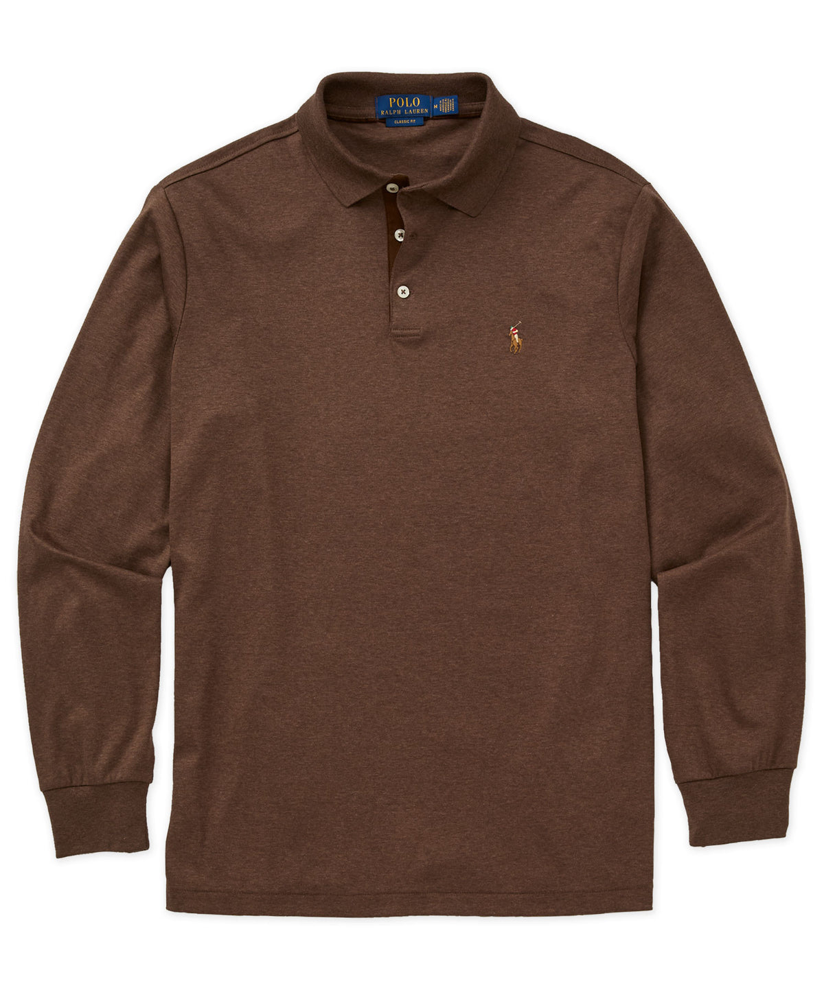 Polo Ralph Lauren Long Sleeve Soft Touch Cotton Polo - Nutmeg, Men's Big & Tall