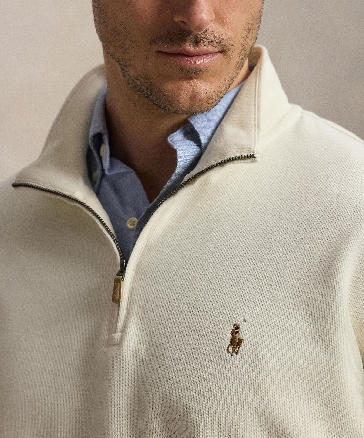 Polo Ralph Lauren Estate Rib Half-Zip Pullover - Cream, Men's Big & Tall