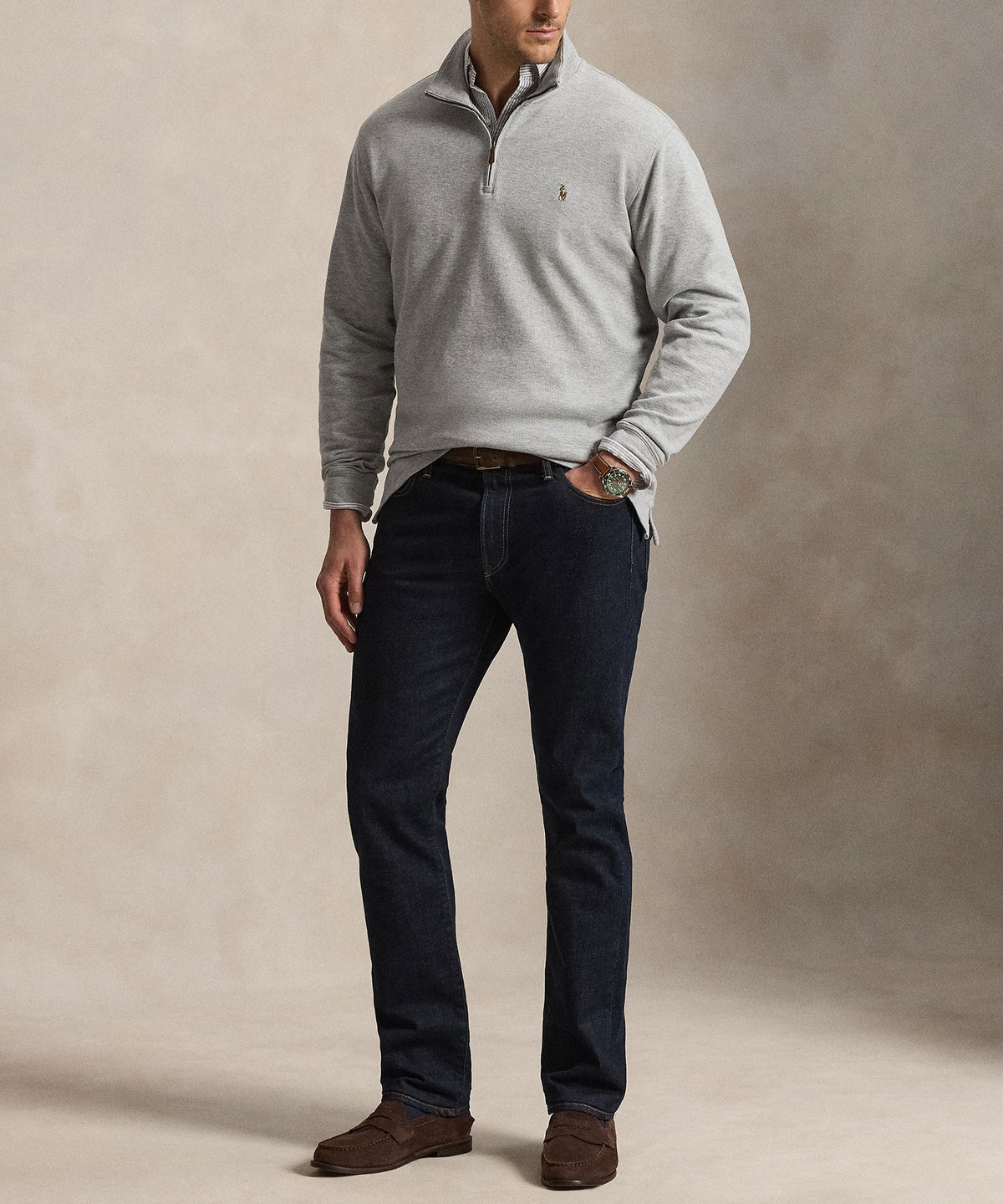 Polo Ralph Lauren Estate Rib Half-Zip Pullover - Grey, Men's Big & Tall