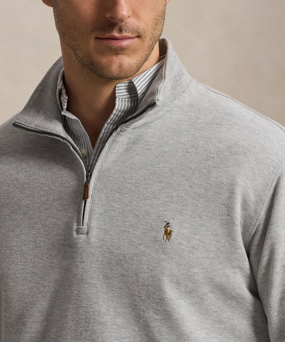 Polo Ralph Lauren Estate Rib Half-Zip Pullover - Grey, Men's Big & Tall