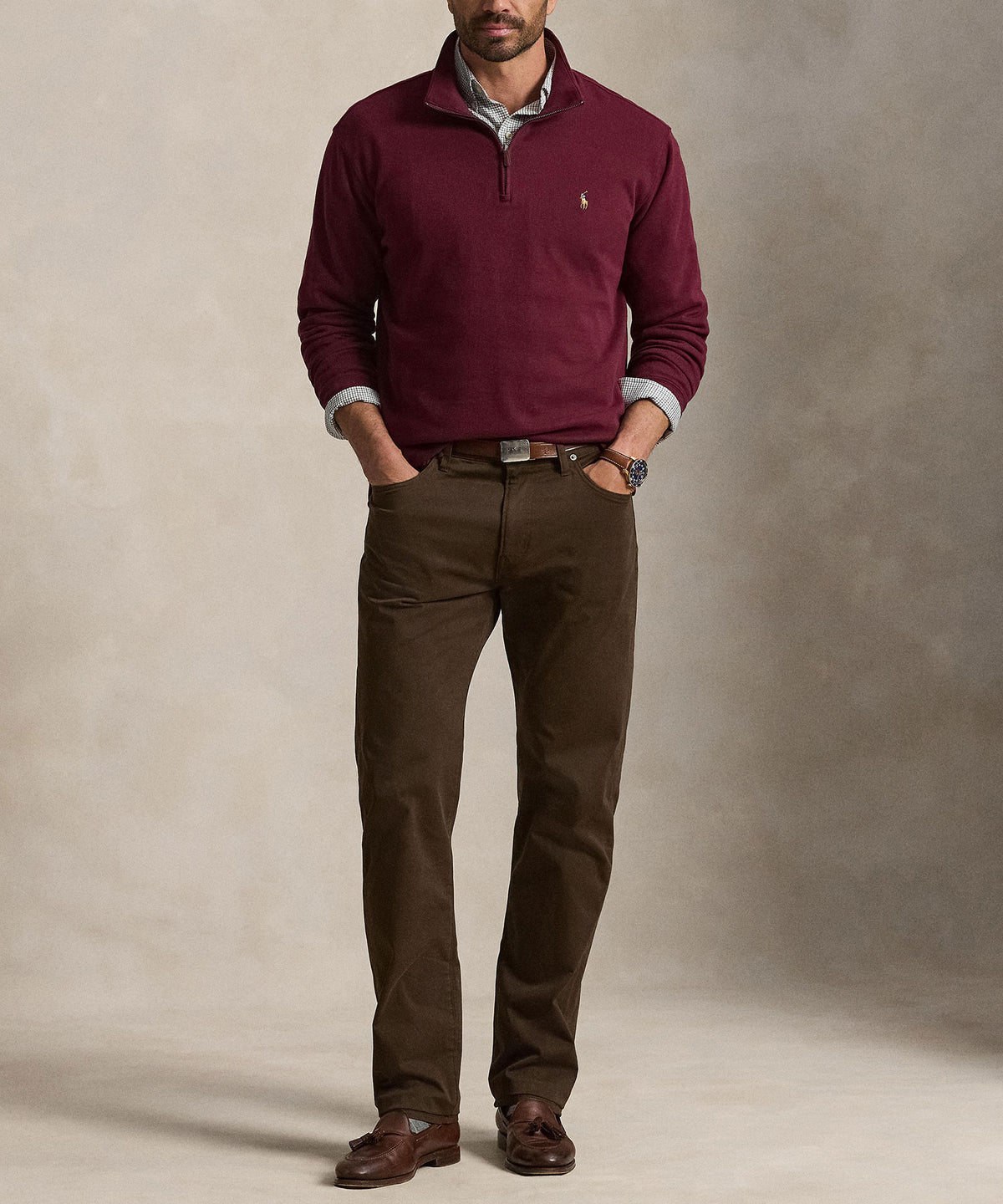 Polo Ralph Lauren Estate Rib Half-Zip Pullover - Wine, Men's Big & Tall