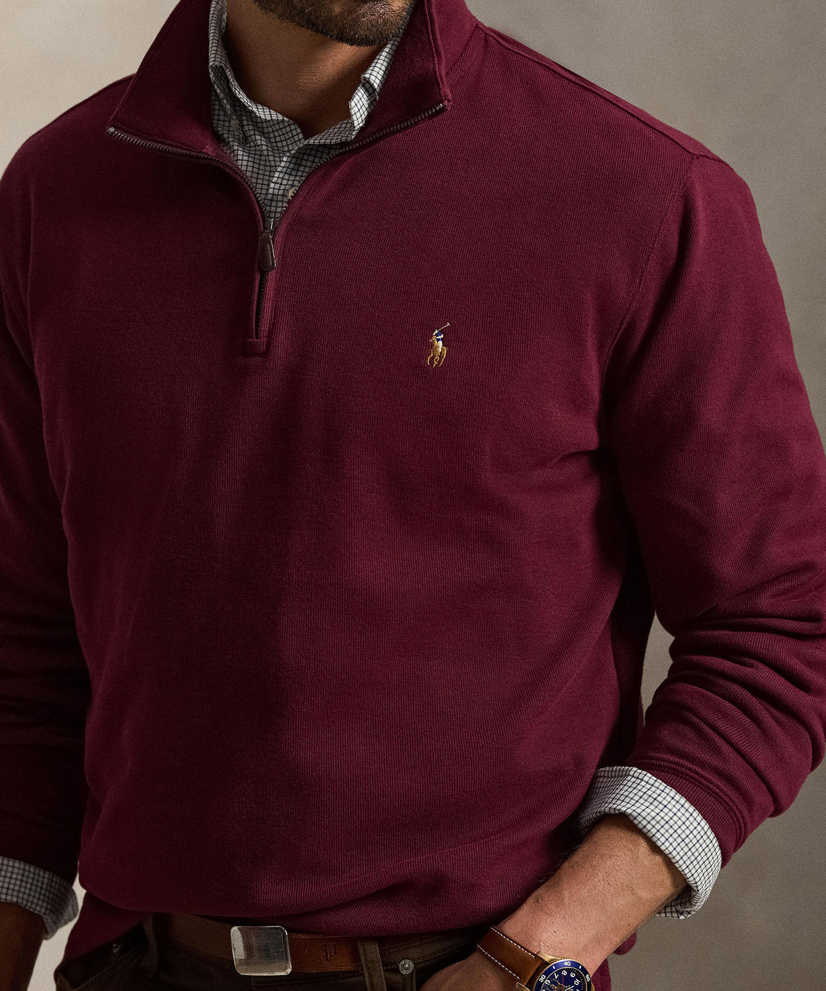 Polo Ralph Lauren Estate Rib Half-Zip Pullover - Wine, Men's Big & Tall