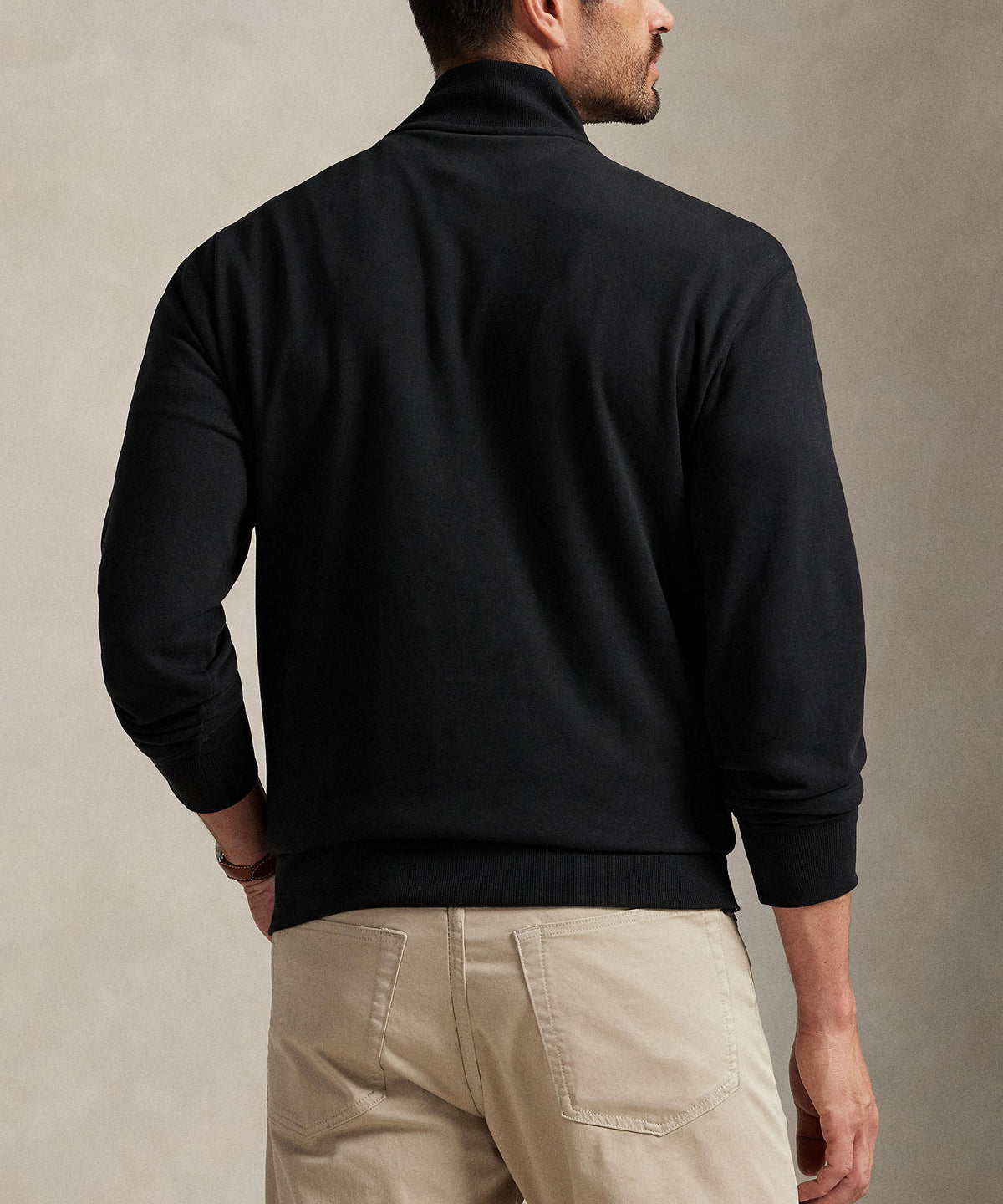 Polo Ralph Lauren Long Sleeve Luxury Half-Zip Pullover - Black, Men's Big & Tall