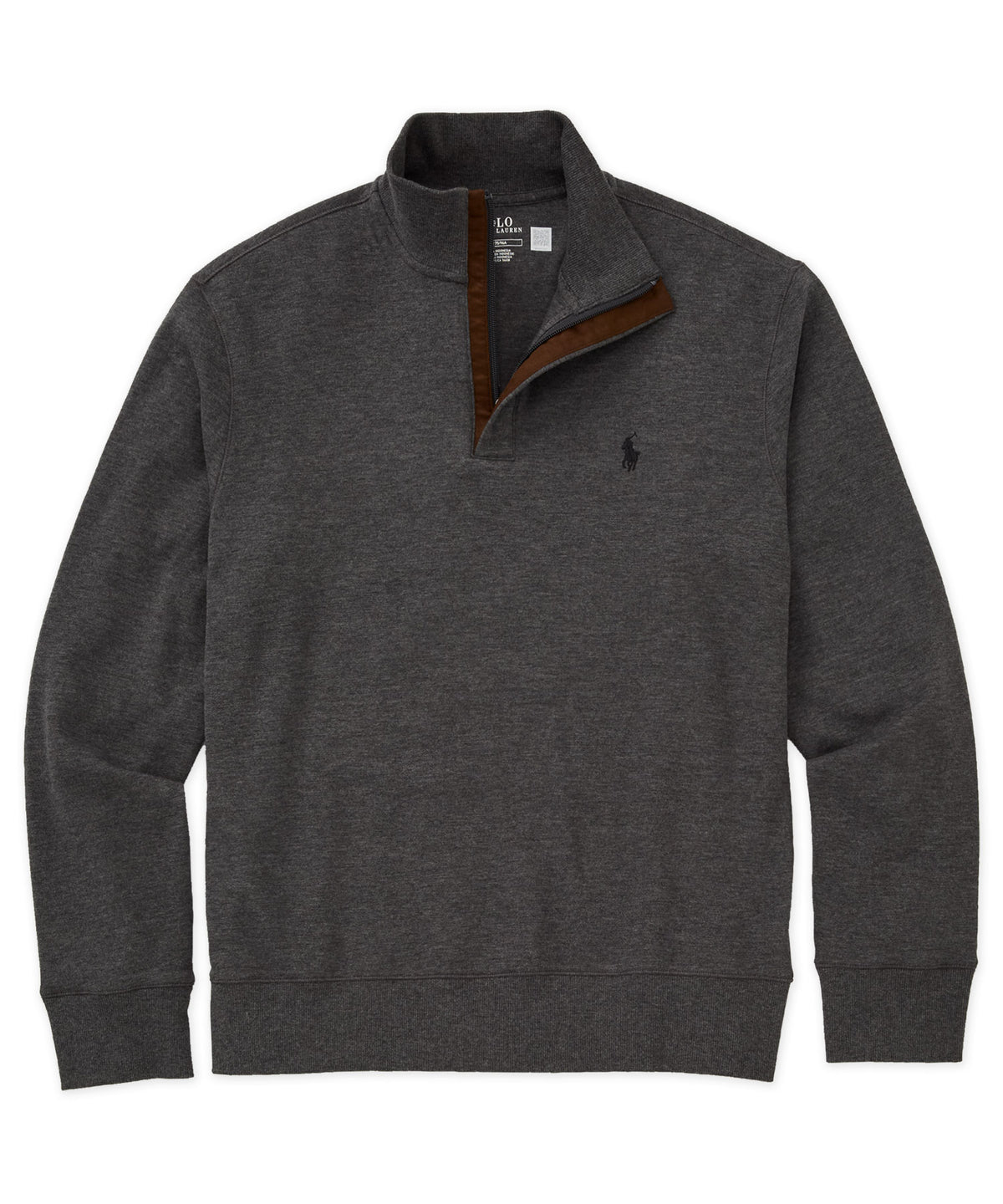 Polo Ralph Lauren Long Sleeve Luxury Half-Zip Pullover - Dark Grey, Men's Big & Tall