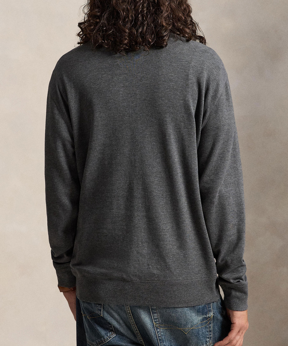 Polo Ralph Lauren Long Sleeve Luxury Half-Zip Pullover - Dark Grey, Men's Big & Tall