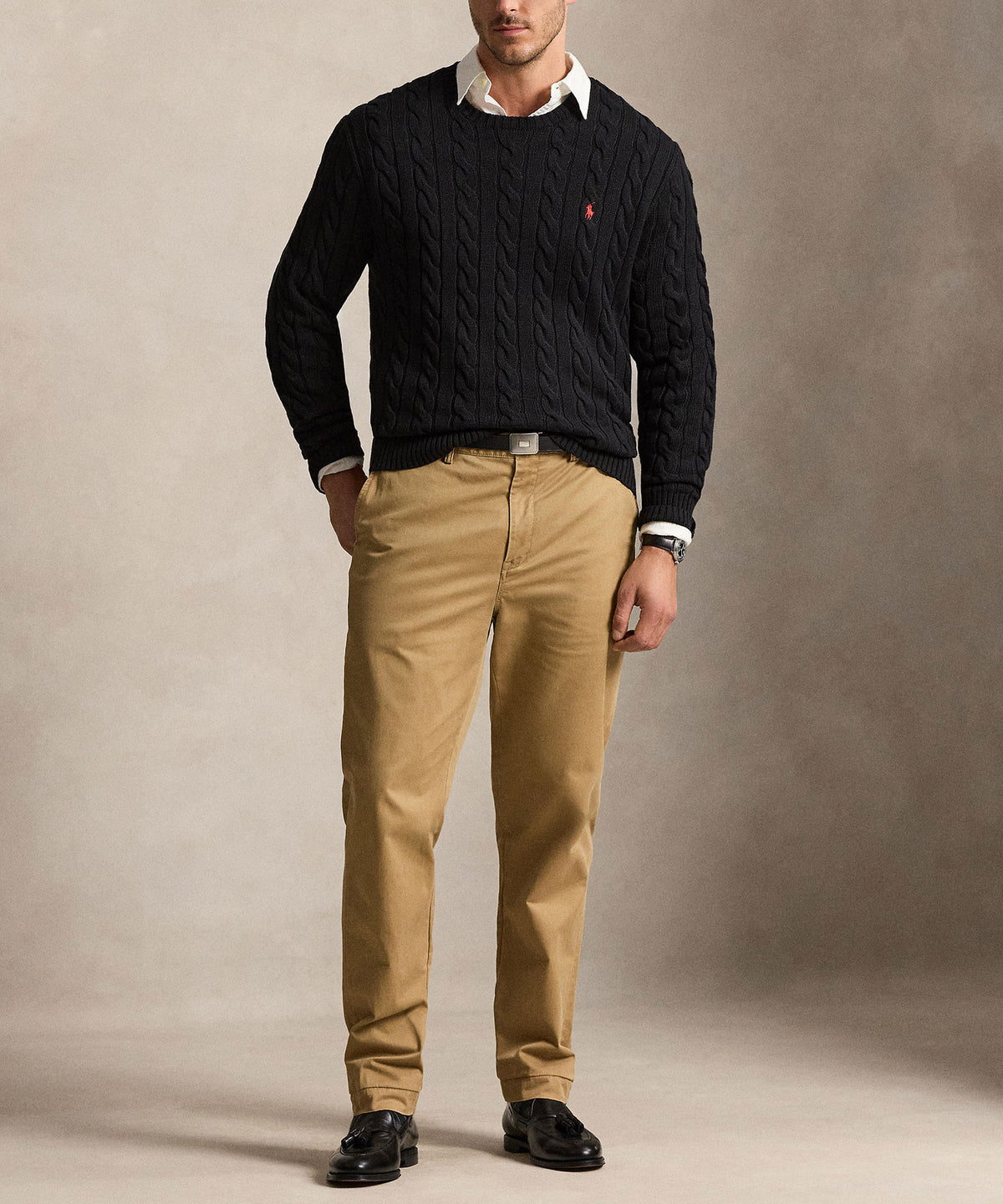 Polo Ralph Lauren Cotton Cable Crew Neck Sweater, Men's Big & Tall