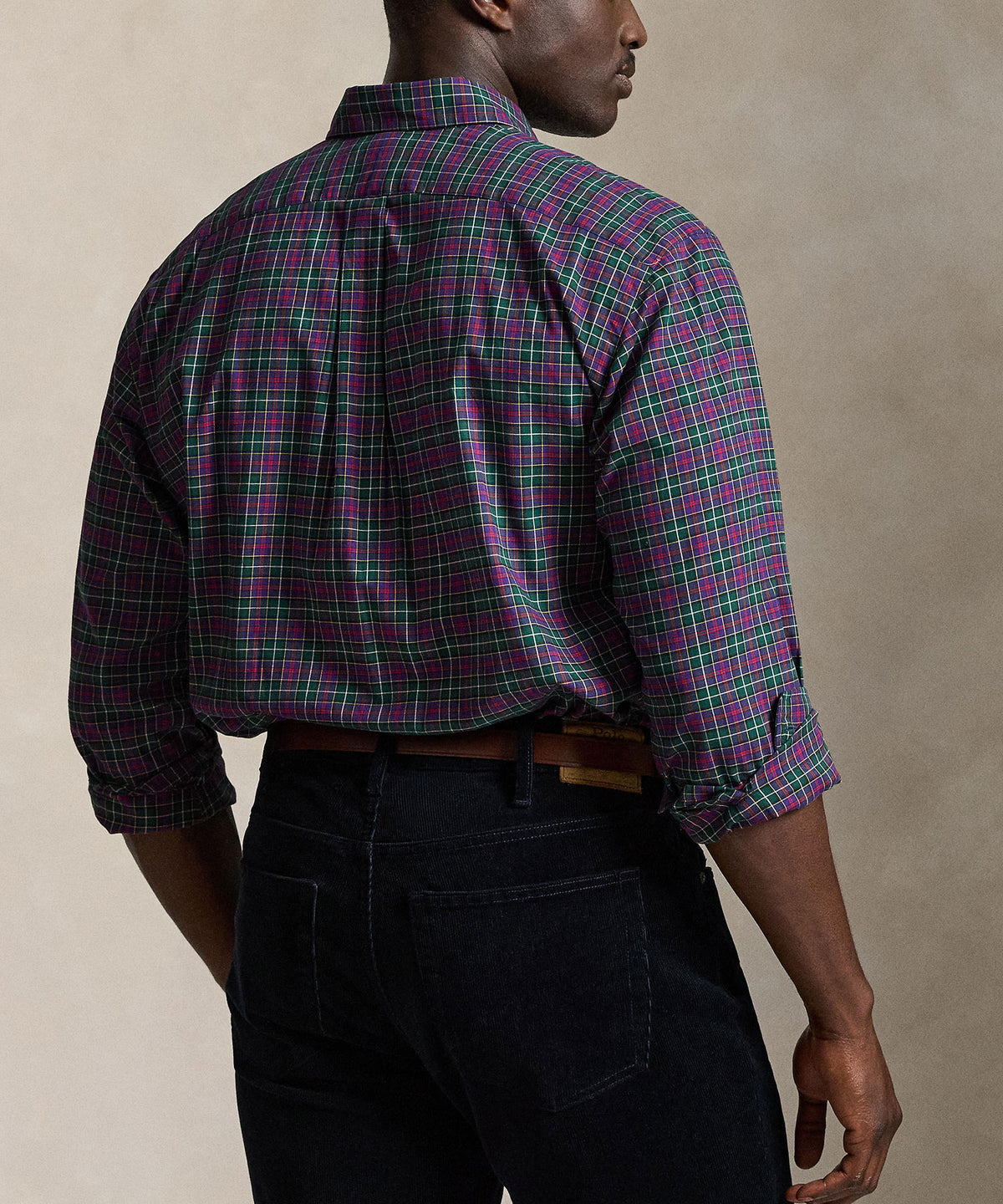 Polo Ralph Lauren Long Sleeve Brushed Twill Sport Shirt - Moss/Agate/Purple, Men's Big & Tall